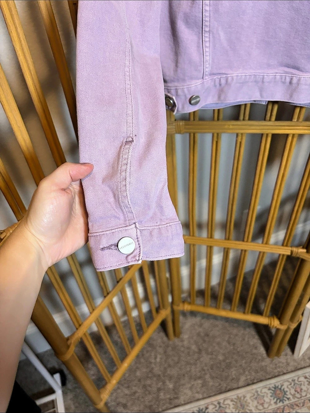Sanctuary Stevie Cropped Trucker Denim Jacket Charming Lilac Purple Size Small - Picture 4 of 9